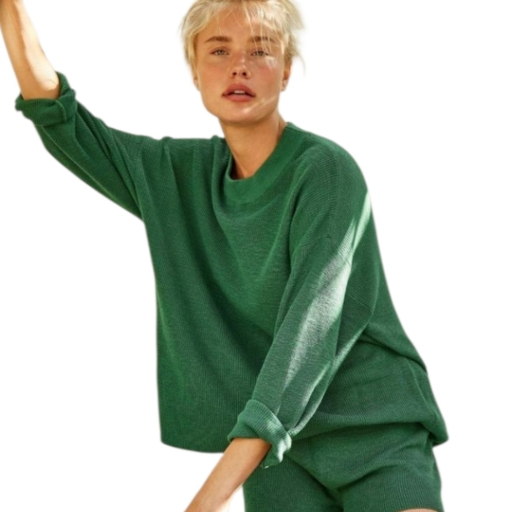 Free People Beach Oversized Green Sweater
